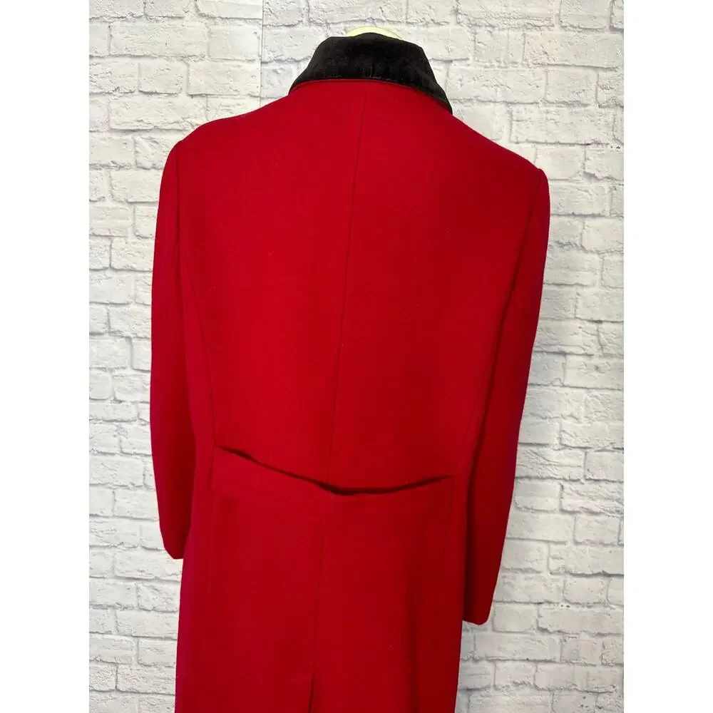 Vintage 90’s Red & black velvet long coat by MDP Mario De Pinto Large